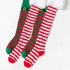 Festival Weihnachtselfen Stiefel Gestreifte Oberschenkelhohe Strümpfe für Damen Feiertags-Cosplay-Kostüm Über das Knie Lange Socken