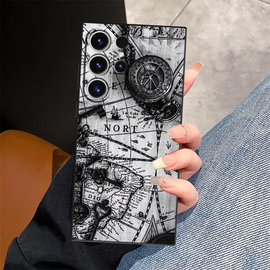 Retro Map Table Funda Phone Cover Case for Samsung Galaxy S26 Ultra S21 FE Note 20 8 9 10 S24 S25 Plus S23 S10 S9 S20 Ultra