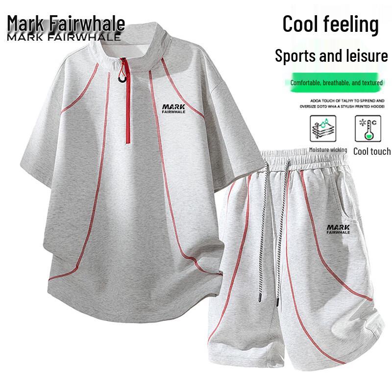 Mark Fairwhale Men s Summer Casual Plus Size Two-Piece Short Set 5XL