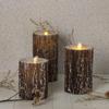 Battery Operated LED Pine Bark Swing Candles Pine Bark Effect Electric Decorative Light Gift
