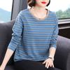 Women S Plus Size Long Sleeve Striped T Shirt Korean Style Base Layer