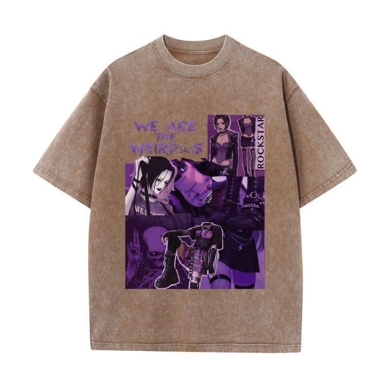 Japanese Anime Nana Osaki Print Vintage Washed Tshirt Harajuku Streetwear Graphic T-Shirt Summer Short SleeveTshirt