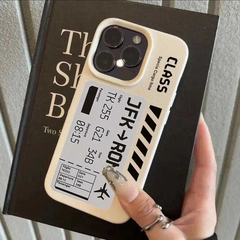 

Air Boarding Pass Lychee Texture Silicone Phone Case For iPhone 17 Pro Max 11 12 13 14 15 16 Pro 14 Plus 17 Air Soft Cover iPhone XR