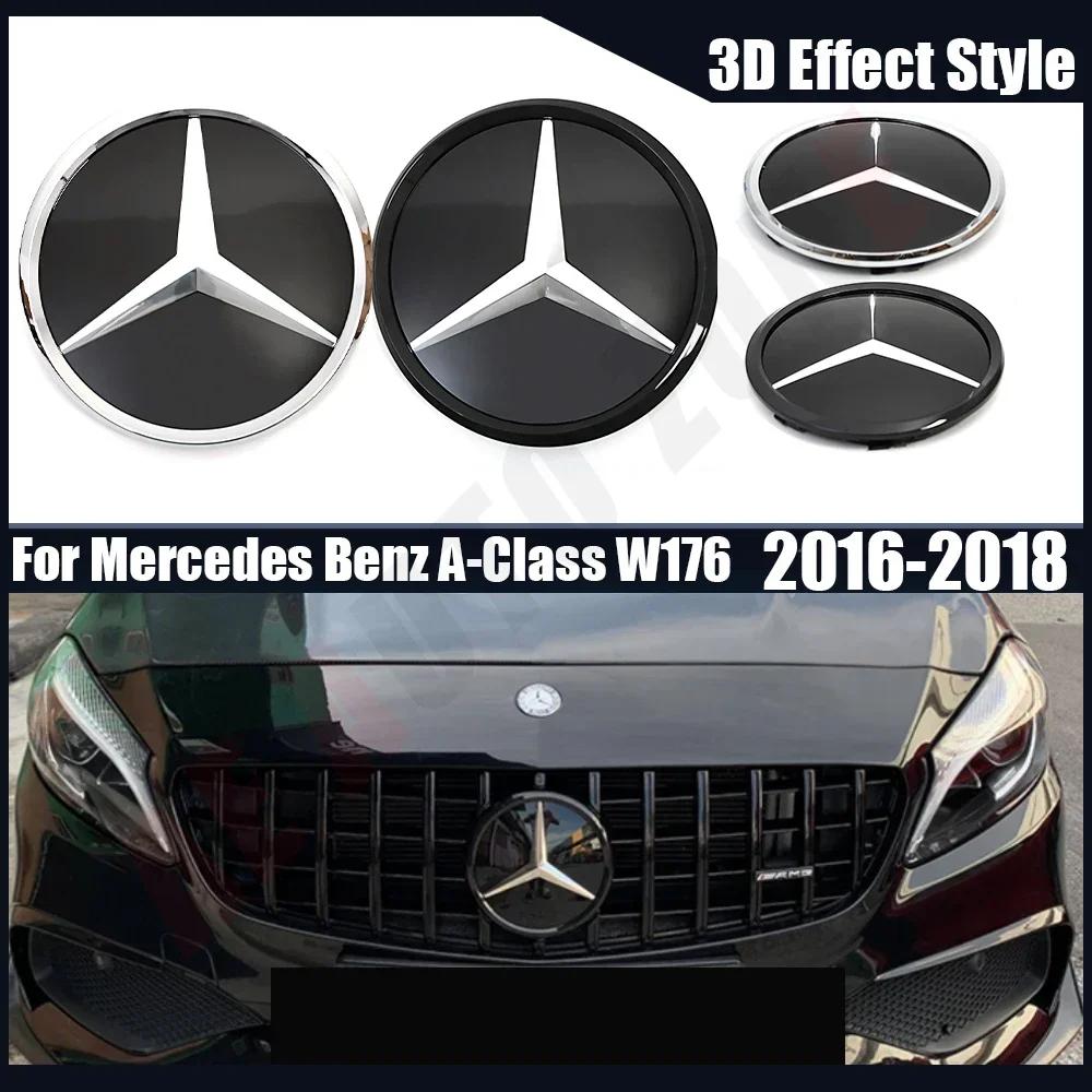 Per Mercedes Benz Classe A W176 2016-2018 A180 A200 A250 Argento e Nero Stile Effetto 3D Griglia Anteriore Emblema Stella Logo Badge