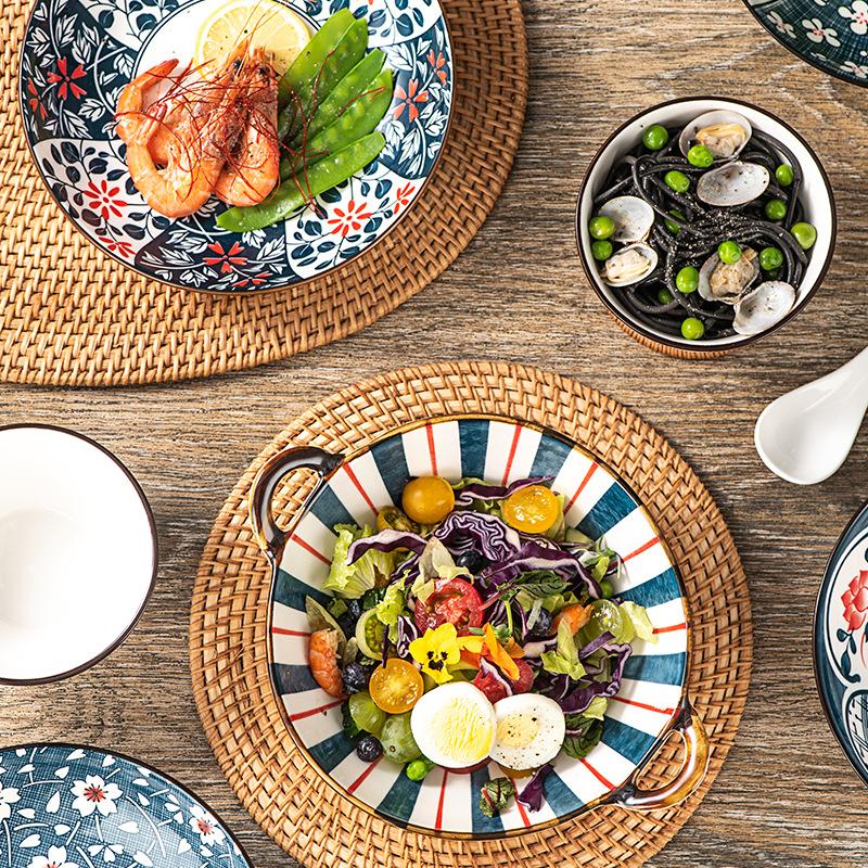Japanese Style Ceramic Tableware Gift Bowl and Dish Set Blue and White Porcelain Bowl and Chopstick Set Ceramic Bowl