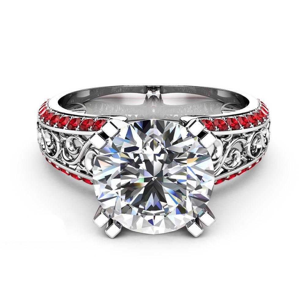 

Кольца Цветок из Синего Сапфира 18K Золото Палец Свадебные Перидот Anillos De Gemstone Рубин 1 карат Изящные Кольца Круглые для Женщин 7 белого золота