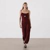 European & American Women's Autumn Burgundy Draped Sling Dress - Elegant & Lazy French Style