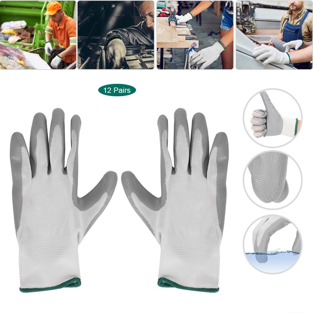 12 Pairs Professional Nitrile Gloves Wear Resistant Safety Hand Protective Work Gloves