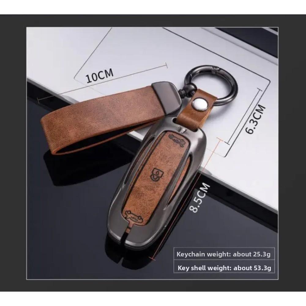 Car Zinc Alloy Leather Key Case Cover Holder for Tesla Model 3 Model S Model Y Model X Protector Keychain Interior Accessories