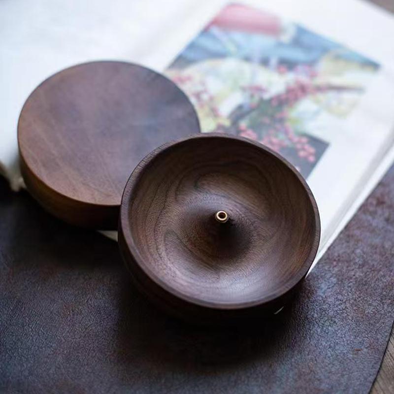1Pcs Solid Wood Handmade Incense Holder, Natural Grain for Meditation Home Decor Spiritual Holiday Gift