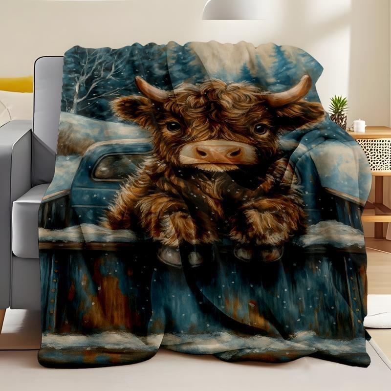 Highland Cow Blankets Flannel Throw Blanket Soft Warm Naps Portable Blanket For Couch Bed Sofa Perfect Gift For Kids Adults