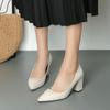New Fashion Women Pumps Sweet Thick High Heels Female Sexy Office Pointed Toe Dress Work Pump Cute Footwear Zapatos Mujer