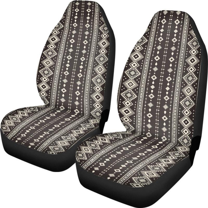 Car Universal Seat Cover Elastic Polyester Cloth Tribe Geometric Pattern Car Seat Cover