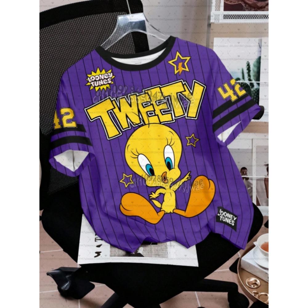 2026 Cartoon Duck Tweety Rabbit Print Men Women's Short Sleeve T-Shirt Casual 3d Print Summer Kids Parent Sport Tops T-shirt Tee