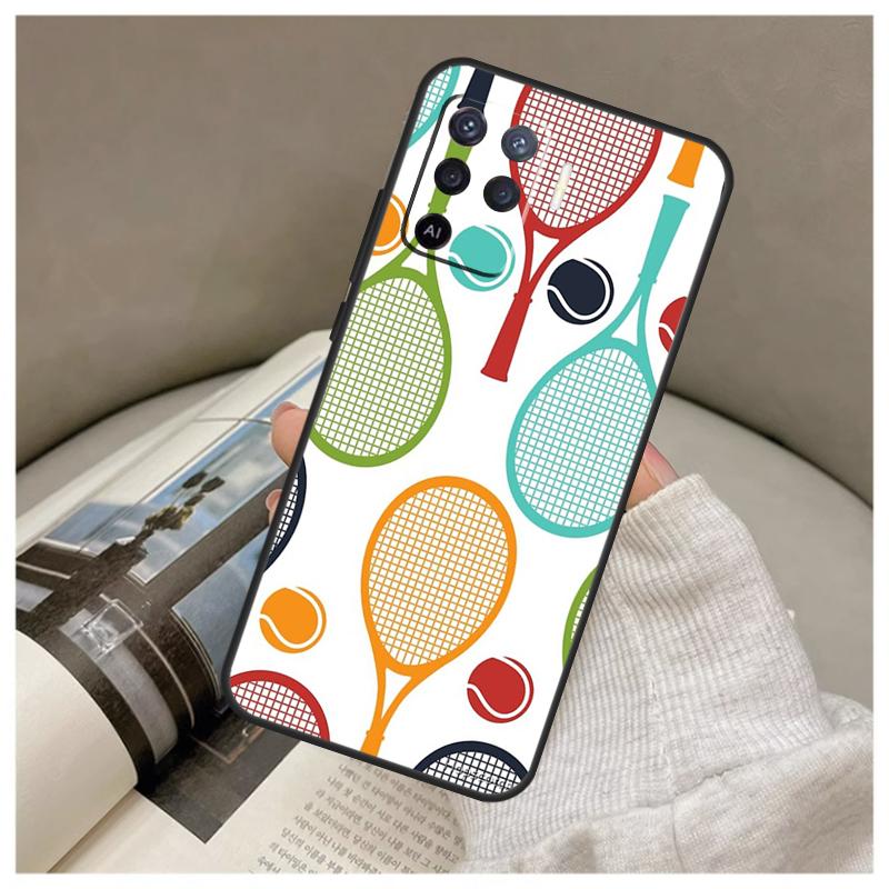 Tennis Racket Tennis Ball Case For Oppo A80 A60 A40 A5 Pro A15 A16 A17 A57 A77 A94 A74 A54 A76 A96 A18 A38 A58 A78 A98