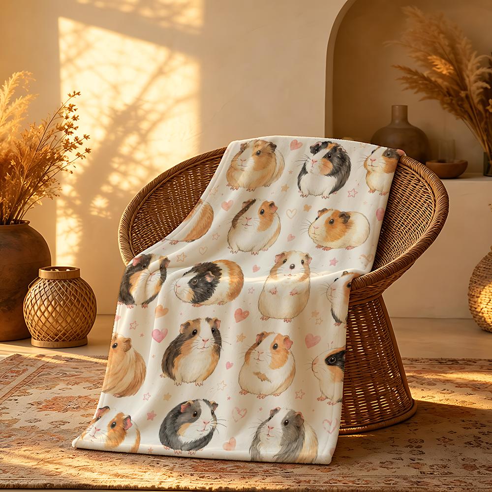 Fluffy Hamster Set Throw Short Plush Throw Blanket Soft Skin-Friendly Multi-Scene Home Office