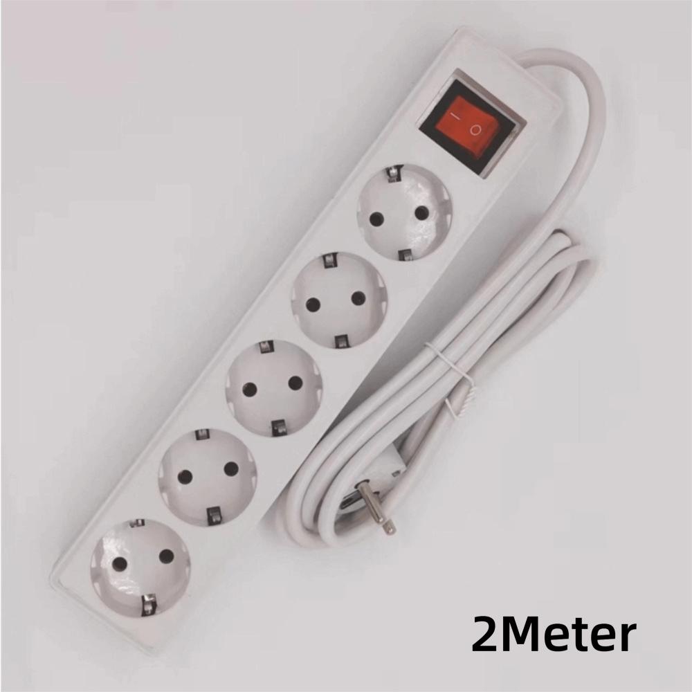 2/3/5Meters Cord EU Power Strip with ON/OFF Switch Power Converter Flat Adapter  European Standard