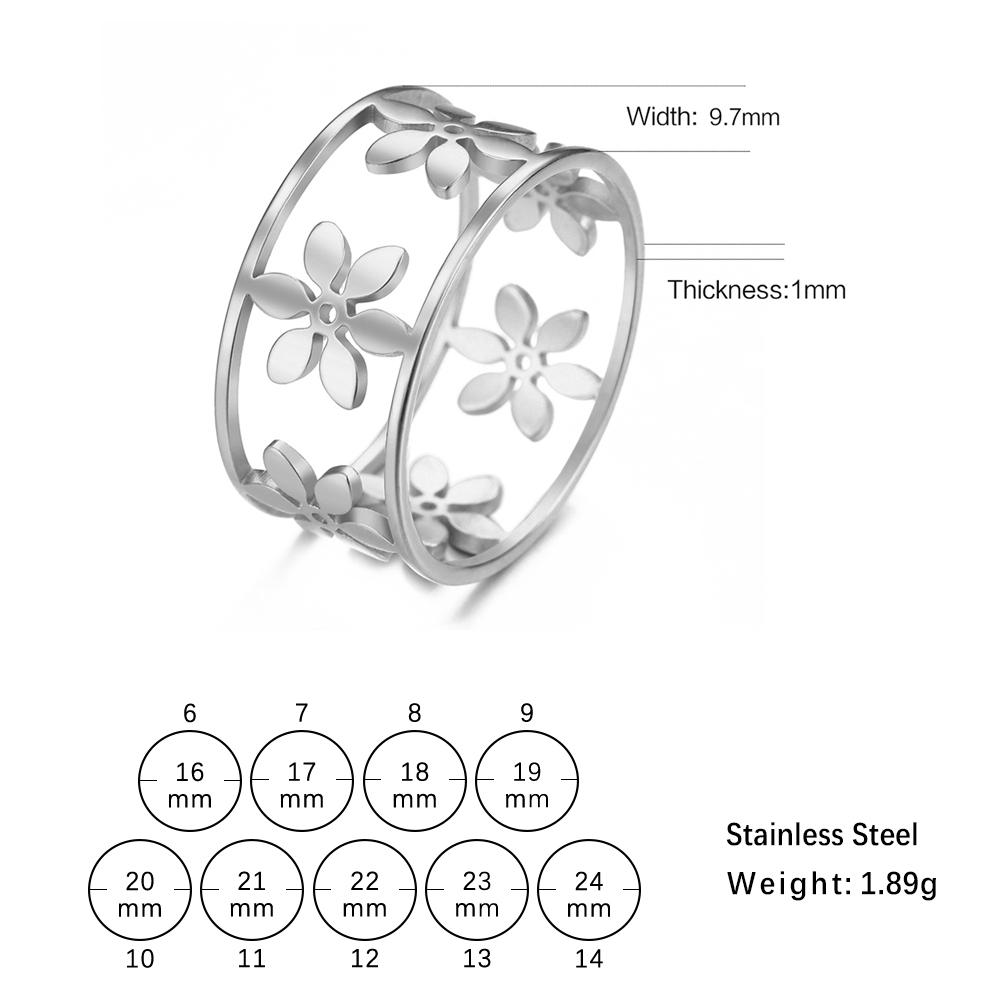 Stainless steel fashion women's hollow ring Lotus elegant romantic high quality design jewelry Valentine's Day anniversary gift