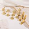HECHENG, Shell Textured Starfish Metal 18K Gold Plated Earrings Summer Beach Holiday Glamour Jewellery Holiday Summer Jewellery