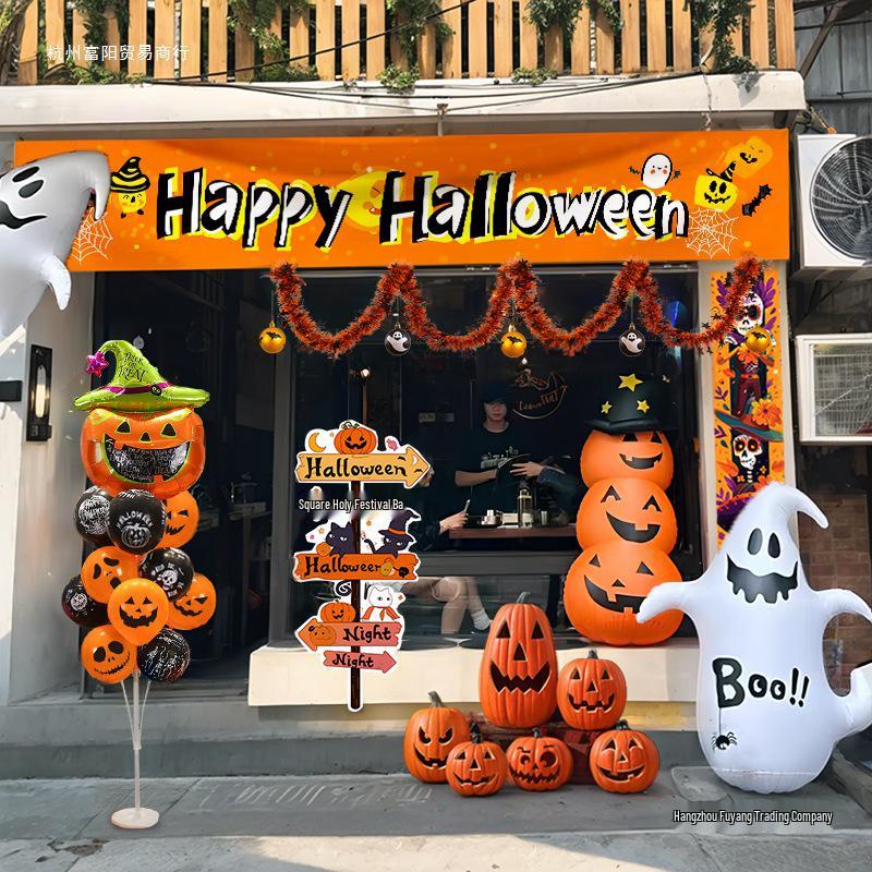 Halloween Pumpkin Banner: Outdoor Doorway & Wall Decor for Photo Props