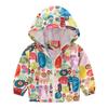 Toddler Kids Cartoon Print Hooded Jacket Boys Girls Lightweight Windproof Zip Up Casual Outerwear Coat