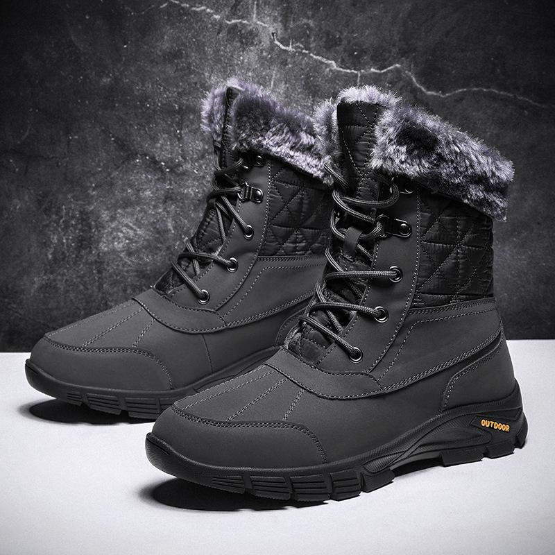 Large size new snow cotton boots winter casual fashion high top velvet warm outdoor sports men's cotton shoes