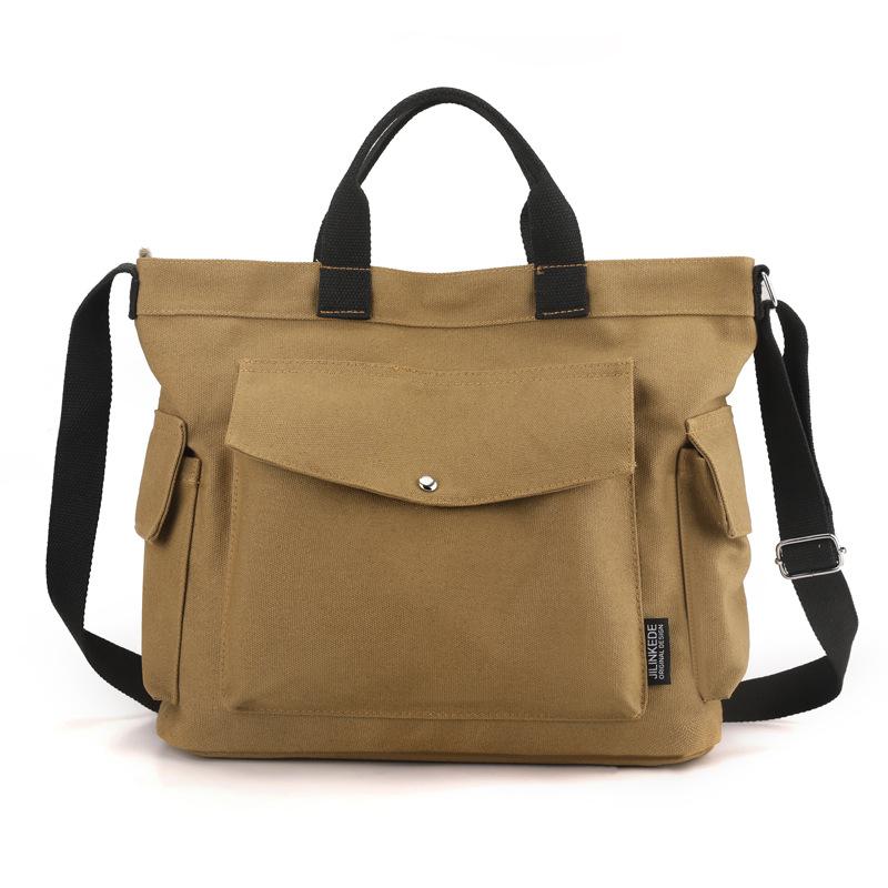 New Canvas Handheld Women's Bag 2025 Large Capacity Solid Color Canvas Commuting and Leisure Shoulder Korean Version Tote Bag