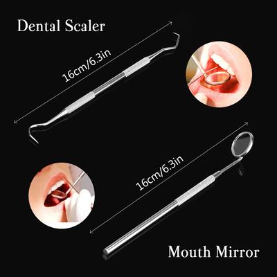 4PCS Dental Mirror Stainless Steel Dental Dentist Prepared Tool Set Probe Tooth Care Kit Instrument Tweezer Hoe Sickle Scaler