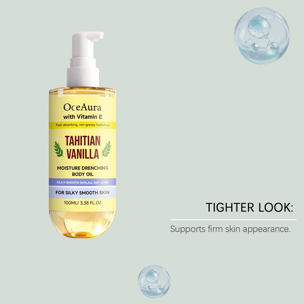 OCEAURA Vanilla Body Oil: Daily Gentle Moisturizer for Smooth, Refreshing Skin.