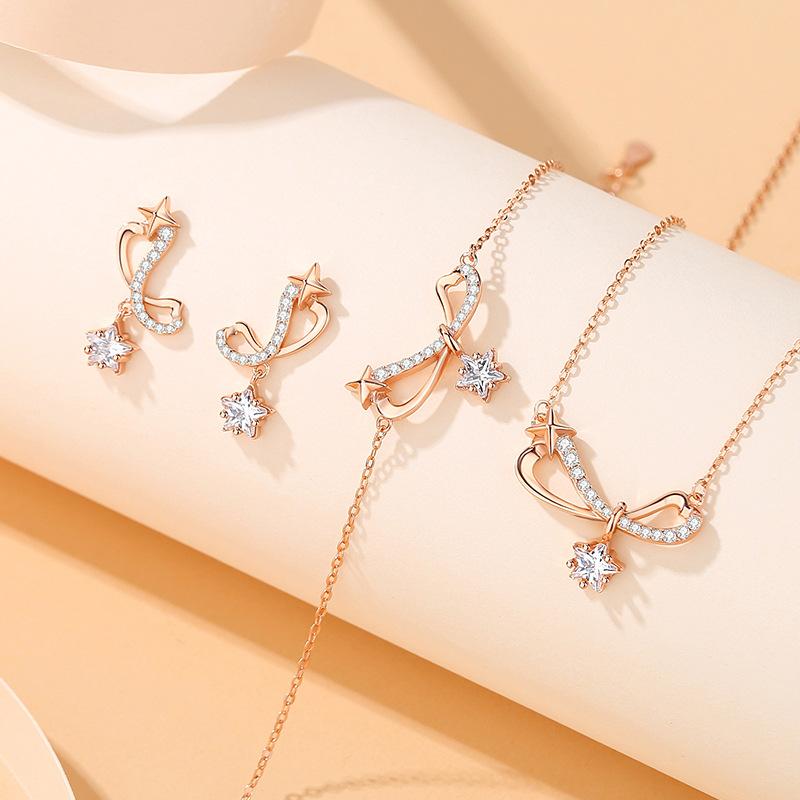 Stjerneelv Armbånd Dame Rent Sølv Unikt Design Følelse Sløyfe Stjerne Armbånd Julegave