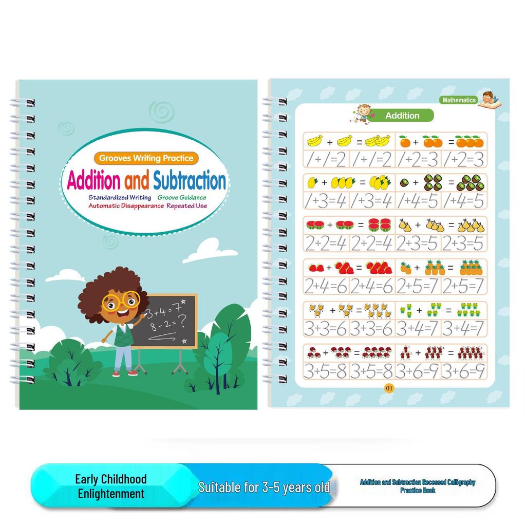 Children's All-English Recessed Groove Copybook: Letters, Numbers, Drawing for Ages 3-5 - Pen Control & Early Education