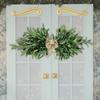 Artificial Leaf Garland with Bow Realistic Faux Greenery Decorative Swag for Door Mantel Tabletop Wall Home Office Indoor Outdoor Use