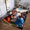 Religious Scene with Figures in Robes Non-slip rug suitable for living room and bedroom sofas.