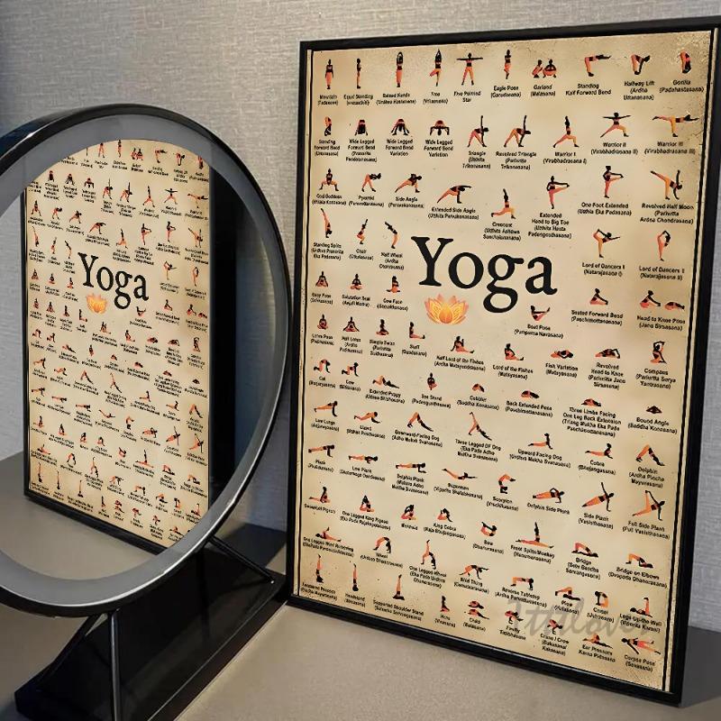 1pc Gym Yoga Poster Paper Print Home Bedroom Entrance Bar Cafe Art Painting Decoration