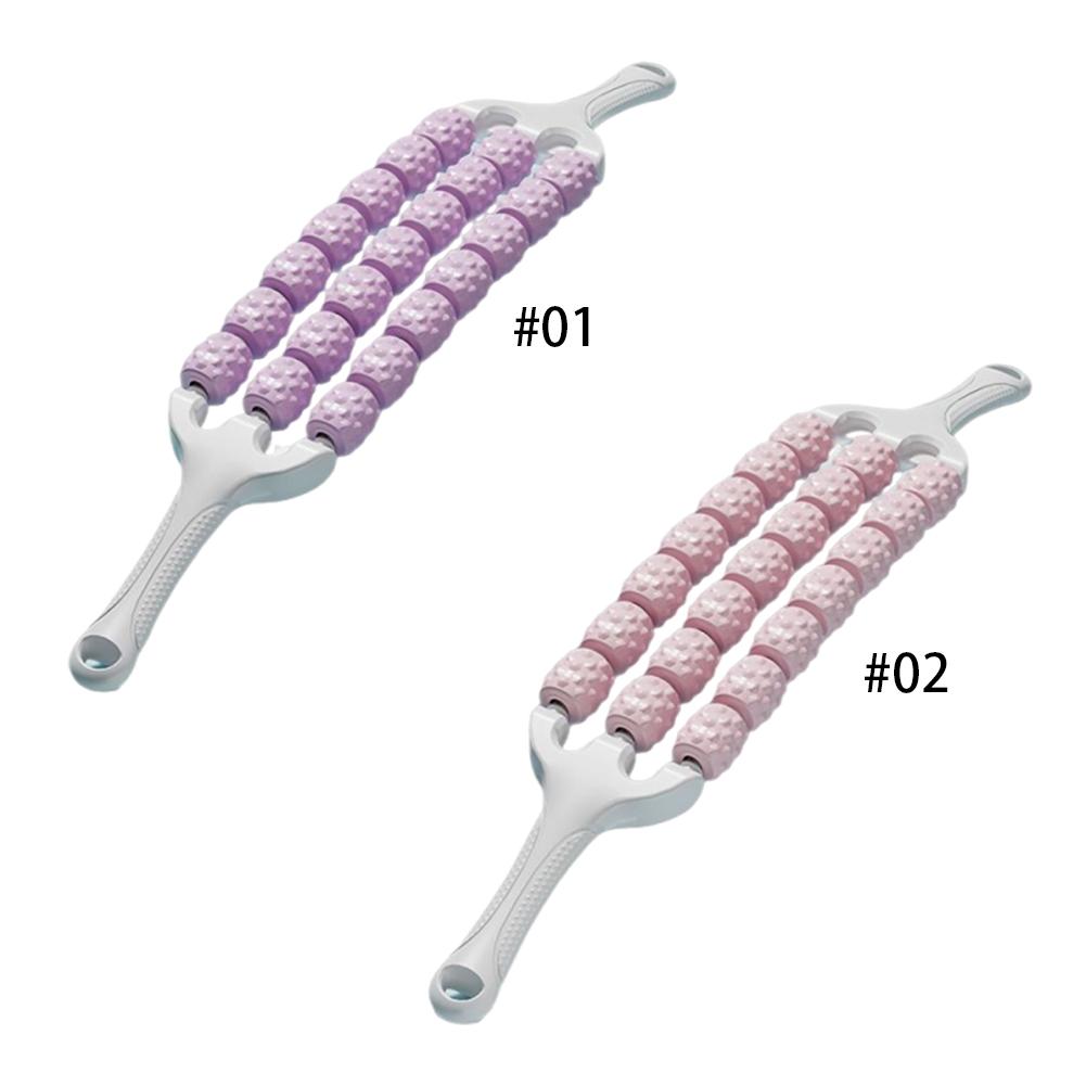 Curved Massage Roller Muscle Roller 21 Wheels Guasha Massager Tool Non Slip Handle Curved Calf Roller for Muscle Relaxation