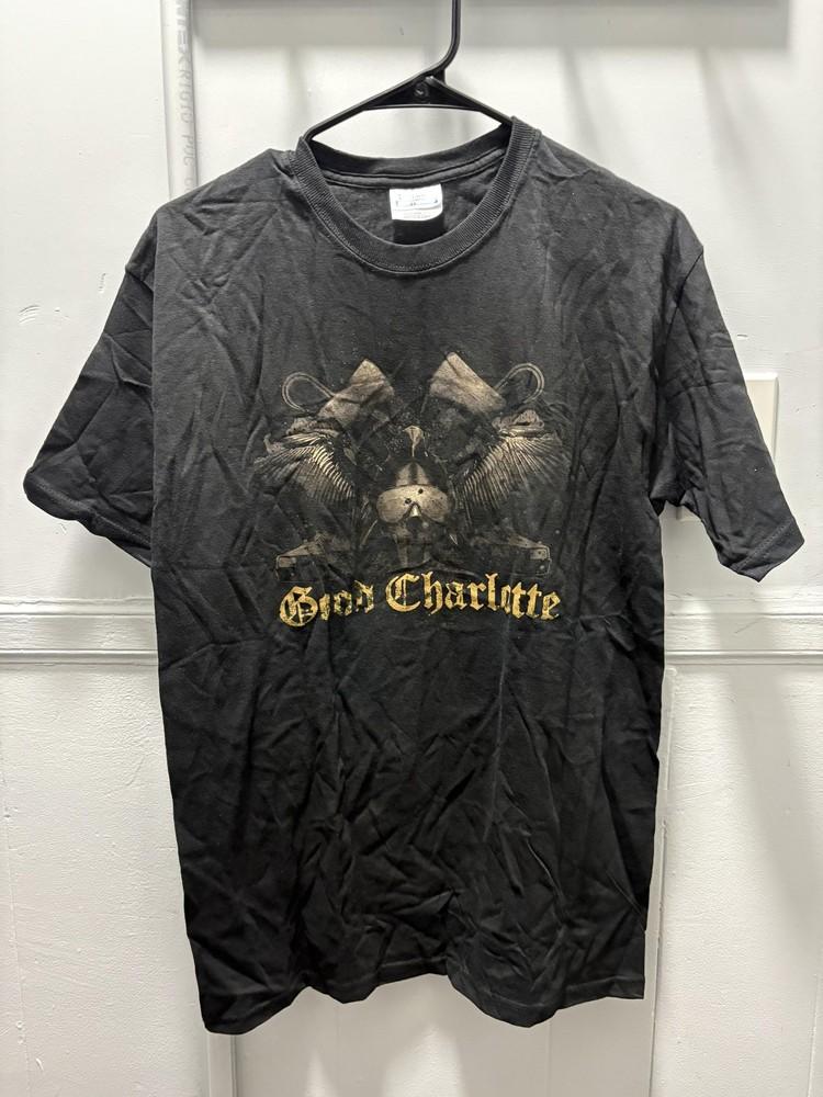 Good Charlotte Shirt Mens Medium Black Graphic Tee Rock Band T-Shirt Skull Guns Unisex T-Shirt XL