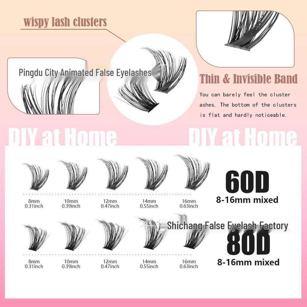 DIY Single Cluster False Eyelashes Set - 60D/80D Self-Grafting Lashes with Large Capacity