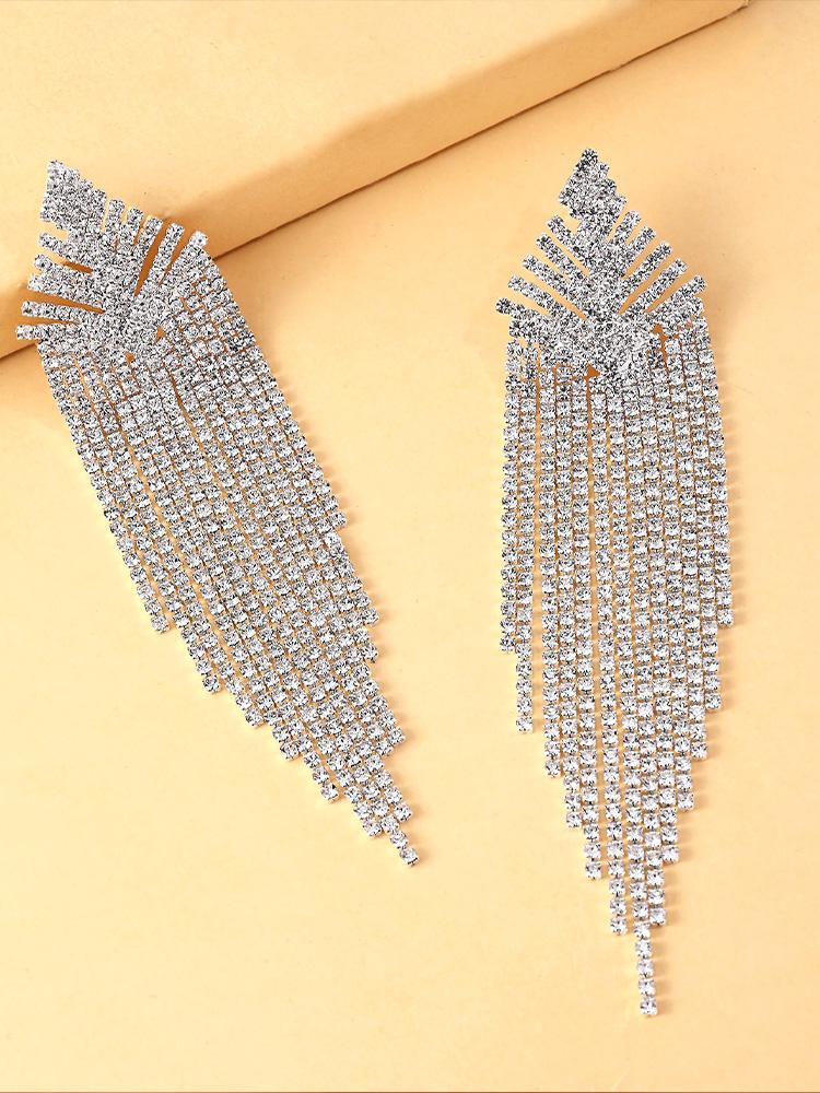StoneFans Модные Тенденции Длинная Кисточка Набор с Белыми Алмазами Серьги Для Женщин Свадебные Банкеты Элегантность Ювелирные Аксессуары