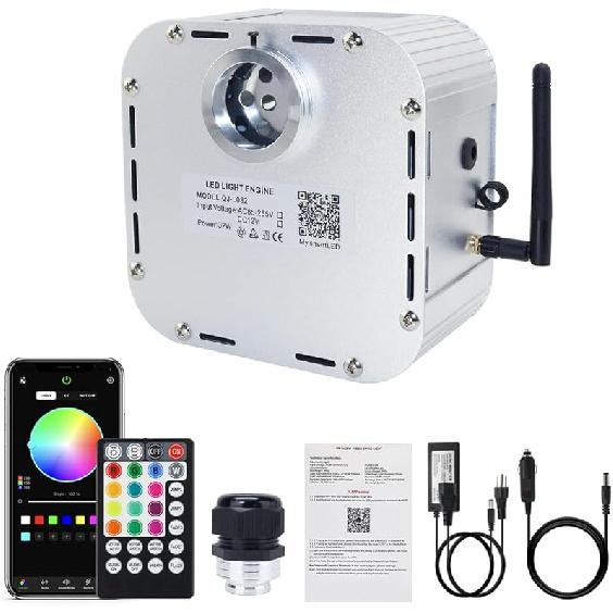 AKEPO 10W Twinkle Fiber Optic Light Engine Light Source, APP Control + Music Activated + 28-Key Remote Control for Car Stars Headliner and Home Star
