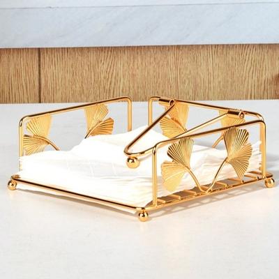 Sturdy Vintage Napkin Holder Ginkgo Pattern Square Napkin Tray Hollow Out Decorative Napkin Holder Desktop Placement