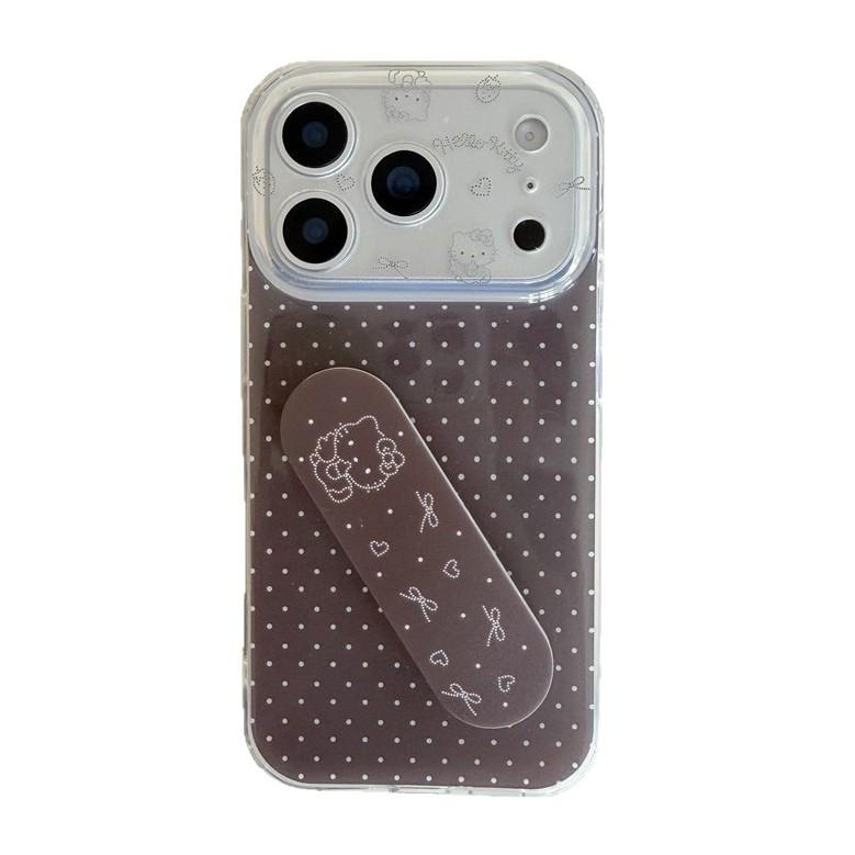 Korean Polka Dot Hello Kitty Band-Aid Holder for iPhone 17/16 Pro Max/15/14 Cases