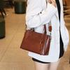 Genuine Leather Tote Bag for Women - Top Grain Vegetable Tanned Cowhide, 2-Way Handbag & Crossbody Bag with Wide Strap