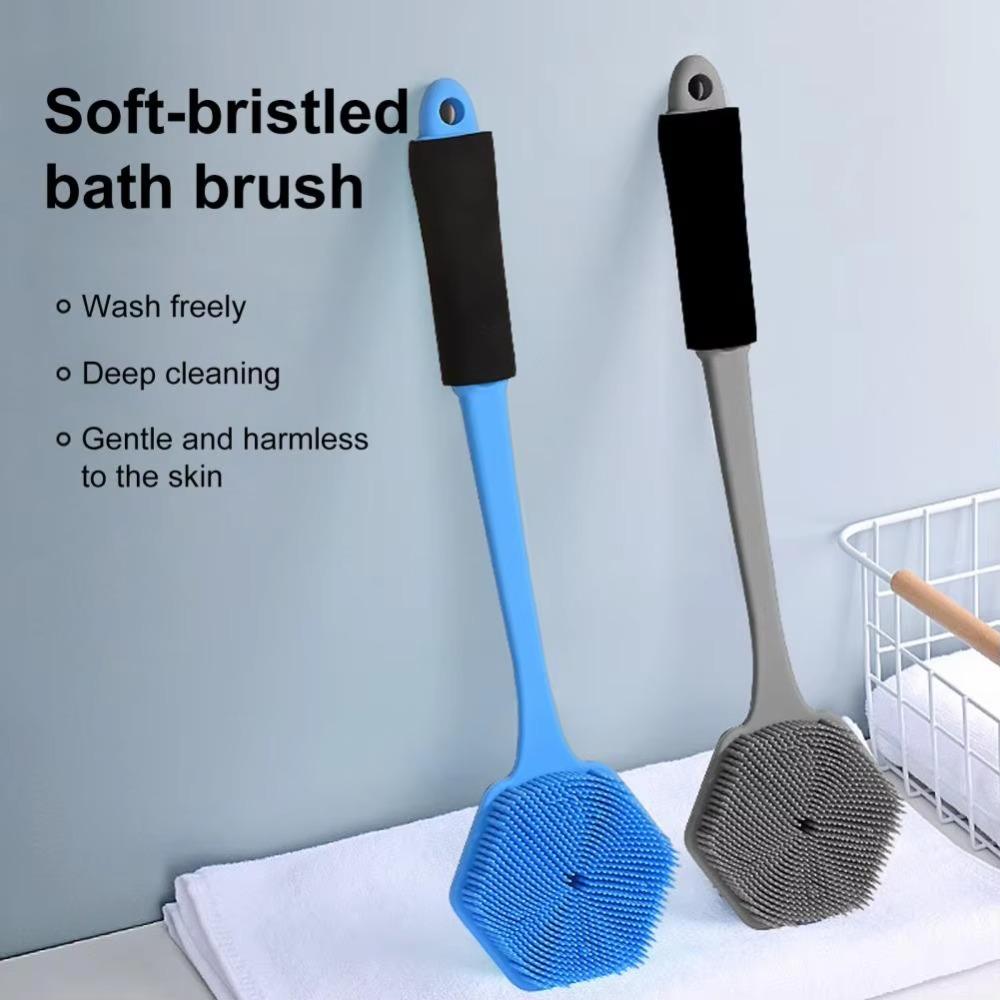 Double Sided Bathing Brush Anti Slip Back Scrubber Portable Silicone Shower Brush  Personal Care