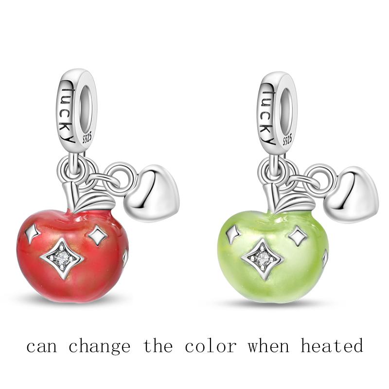 100%Stering Couple Flower House Charms Beads Apple Money Pendant Fit Original Bracelet Diy For Women Jewelry