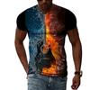 Personalized Guitar Pattern 3D Digital Print Men's Street Round Neck Short Sleeved T-shirt