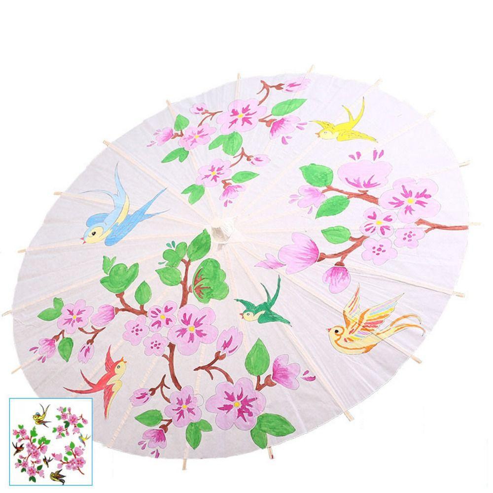 Vintage Blank Paper Umbrella DIY Chinese Umbrella Wood Drawing Umbrella  Wedding Party Favors