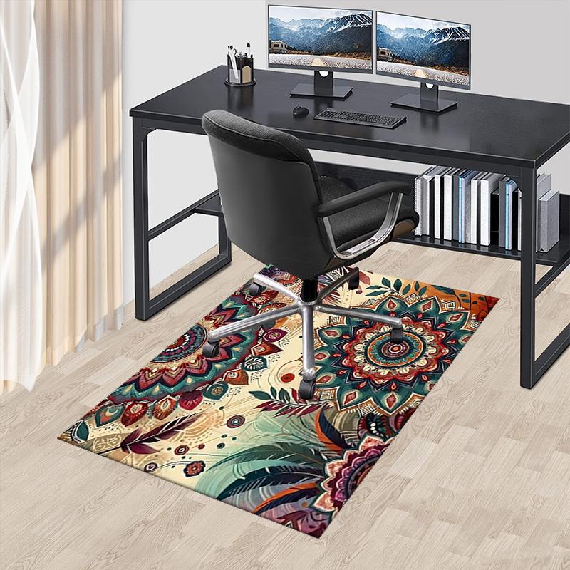 1pc Bohemian Mandala Office Chair Mat - Festival Gift, Non-Slip Carpet for Home Decor, Suitable for All Seasons.P037