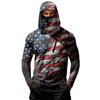 Men's Long Sleeve Hooded Sweatshirt with Flag Print Lightweight Pullover Casual Hooded Top with Front Zipper Pocket