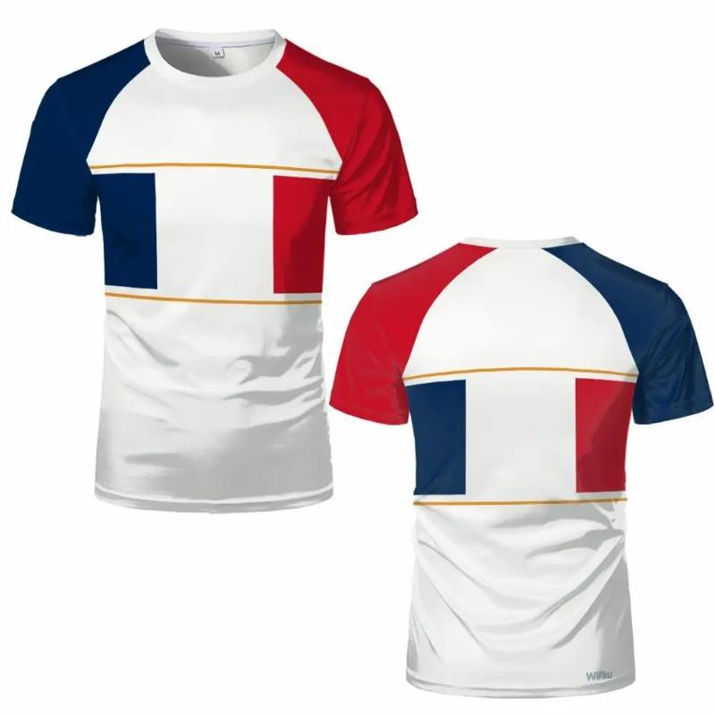 France Flag 3D Print T-shirt Summer Outdoor Sports Casual Breathable Quick-drying Tops Men Women Fashion O-Neck Football Jersey