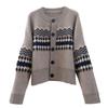 New Autumn Long Sleeve Print Cashmere Sweater Women Fashion Round Neck Loose Knitted Cardigans Jacket Women Elegant Vintage Lady Cardigan Tops 25504
